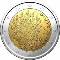 (020) Монета Финляндия 2016 год 2 евро "Эйно Лейно"  Биметалл  VF
